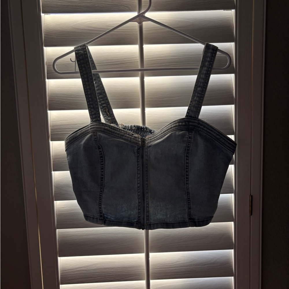 wild fable Faded Blue Denim Bustier Crop Top